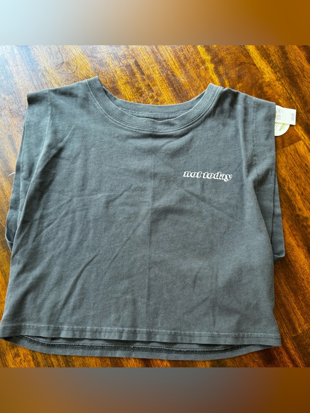 Offline by aerie NWT sleeveless crop 'Not Today' Graphic Tee - Charcoal XS